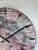 33cm Grey Blood Red Maroon and White Abstract Modern Resin Wall Clock