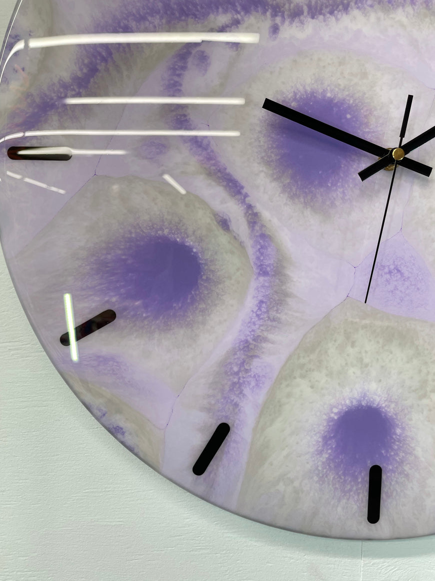 50cm Large Purple and Grey Abstract Modern Resin Wall Clock