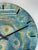 Large Teal Silver & Gold Abstract Resin Wall Clock