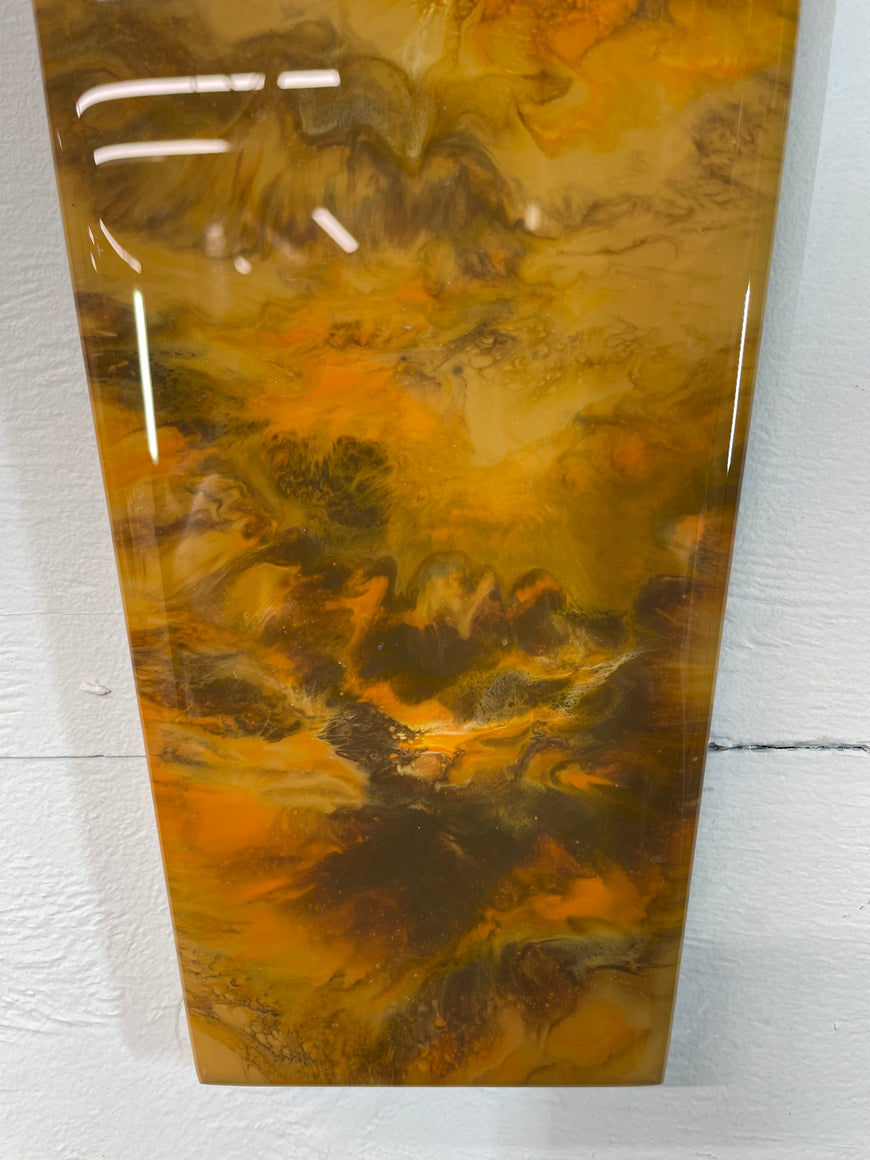 Narrow Brown and Burnt Orange Abstract Resin Wall Clock