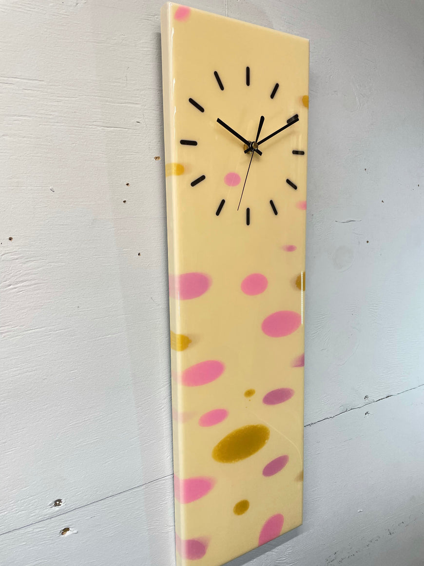 Cream and Pink Abstract Resin Wall Clock