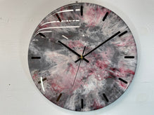 33cm Grey Blood Red Maroon and White Abstract Modern Resin Wall Clock