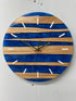 White Oak and Sapphire Blue Pearlescent Resin Wall Clock