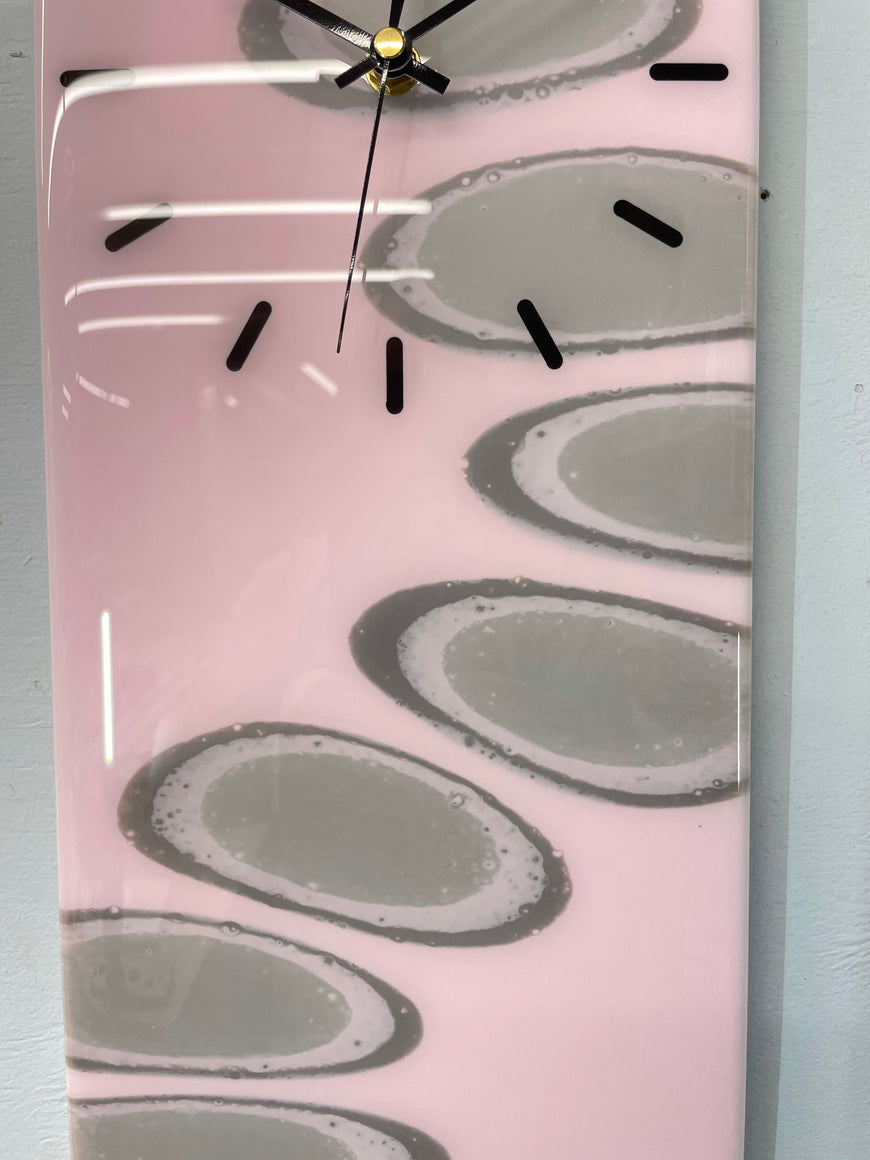 Pink and Grey Abstract Resin Wall Clock