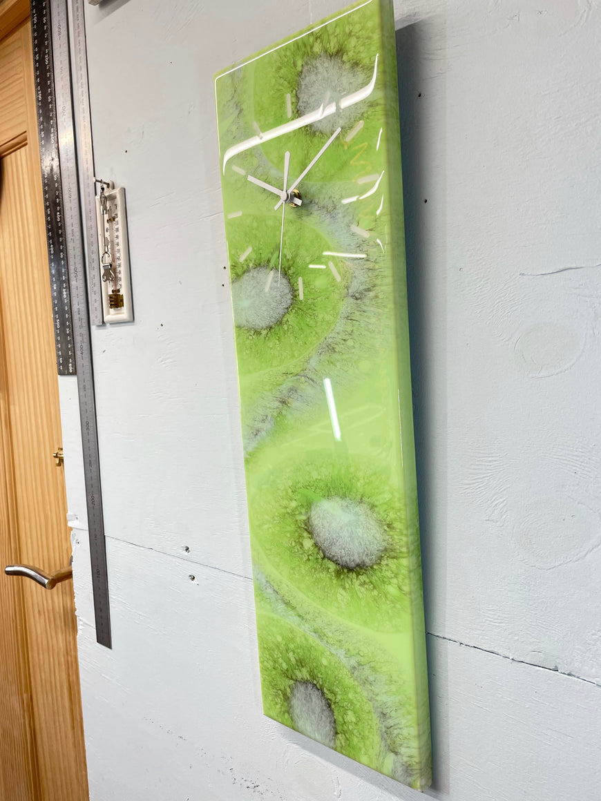 Pale Green Abstract Resin Wall Clock