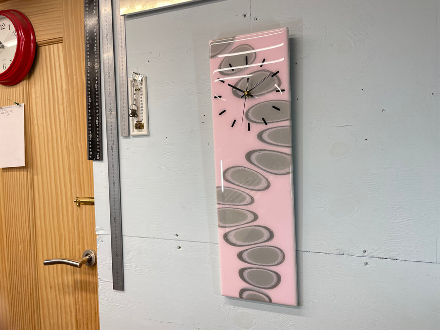Pink and Grey Abstract Resin Wall Clock