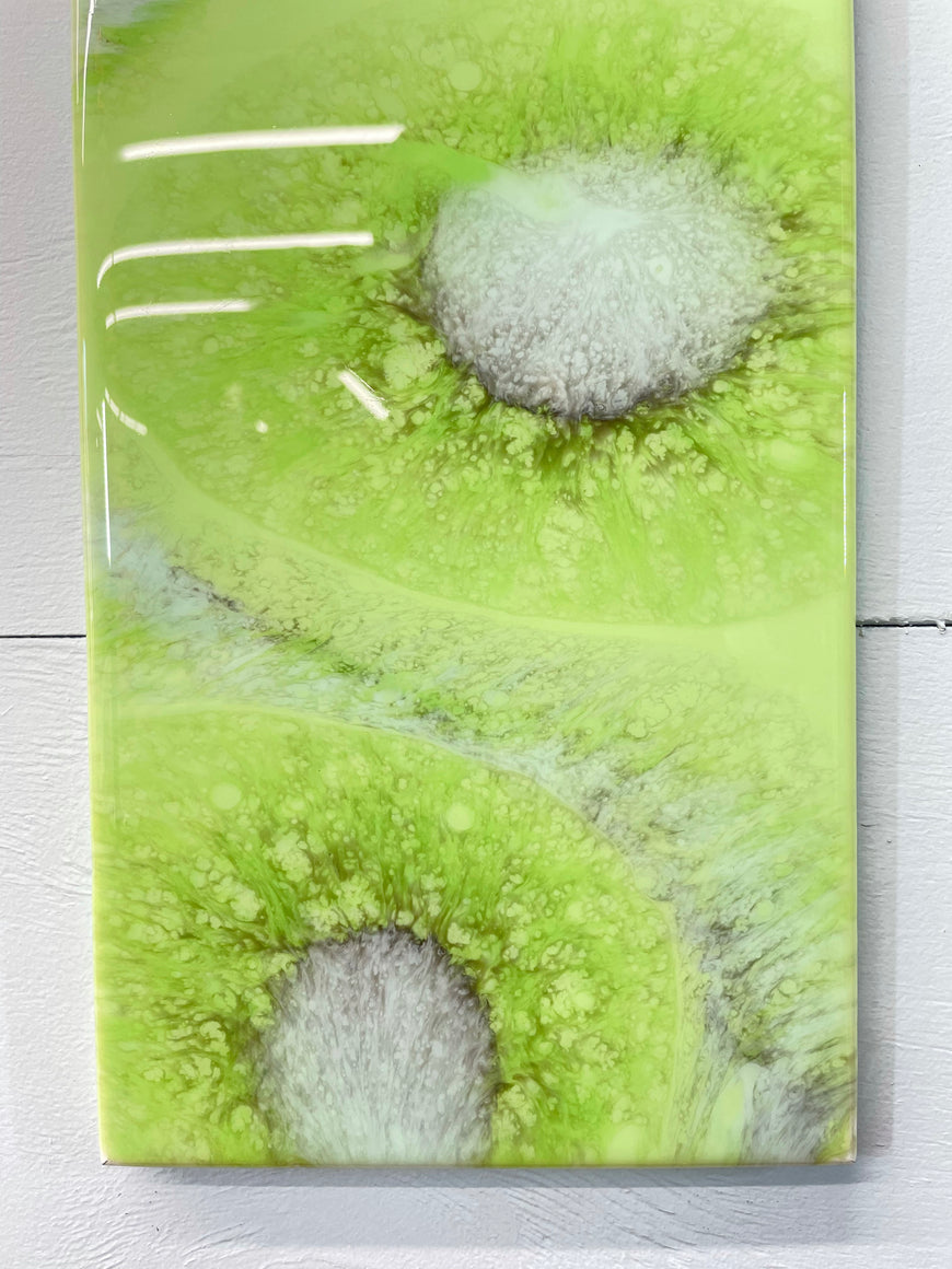 Pale Green Abstract Resin Wall Clock