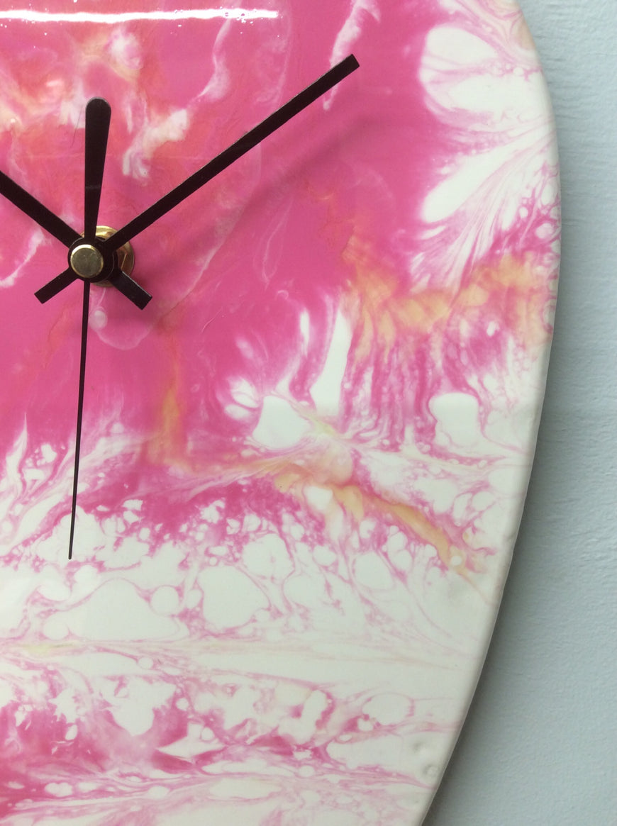 Pink Resin Tear Drop Wall Clock 