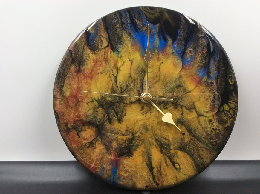 Resin Art Clock, Fire Clock