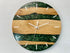 English Oak and Dark Green Pearlescent Resin Wall Clock