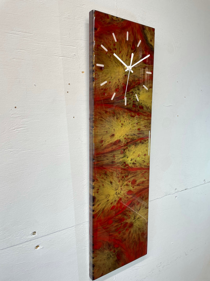 Red and Gold Abstract Resin Wall Clock