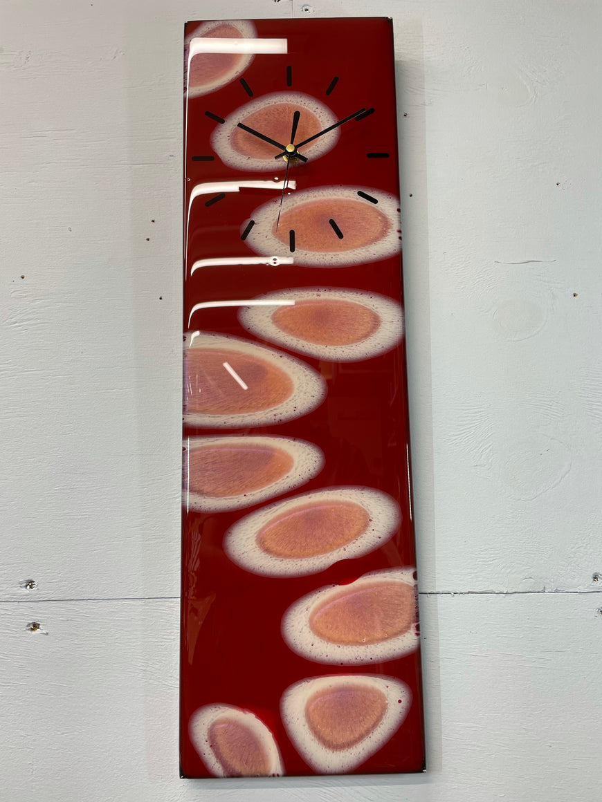 Maroon and Pink Rectangular Abstract Resin Wall Clock