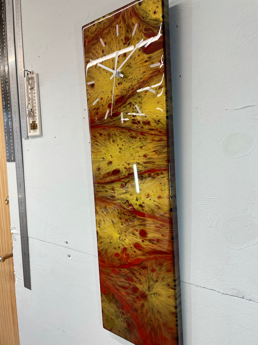 Red and Gold Abstract Resin Wall Clock