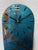 Narrow Turquoise and Copper Abstract Resin Wall Clock