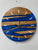 Zebra wood and Sapphire Blue Pearlescent Resin Wall Clock