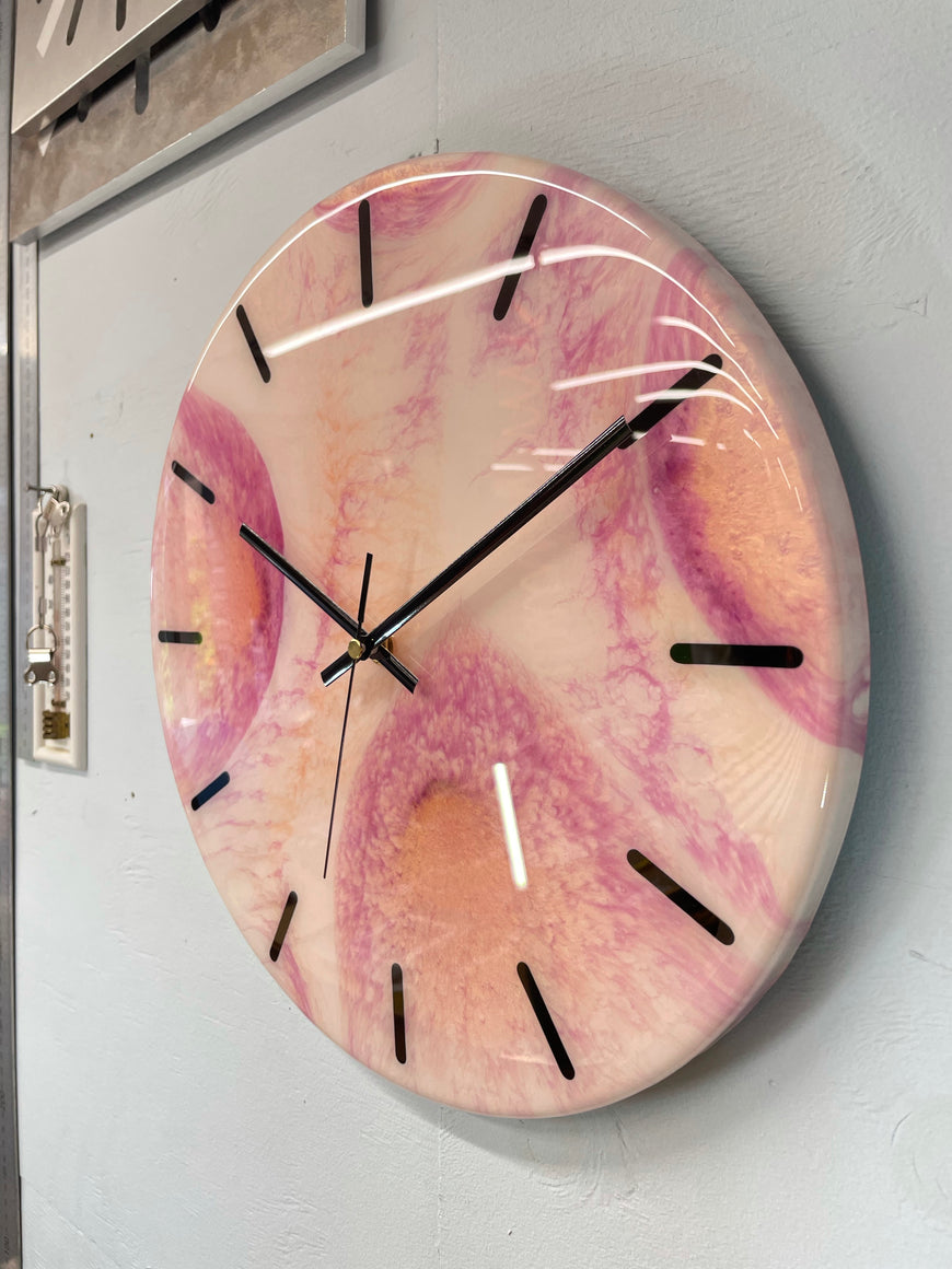 33cm Rose Gold and Pink Abstract Modern Resin Wall Clock