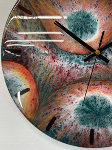33cm Dark Green Maroon and Gold Abstract Modern Resin Wall Clock