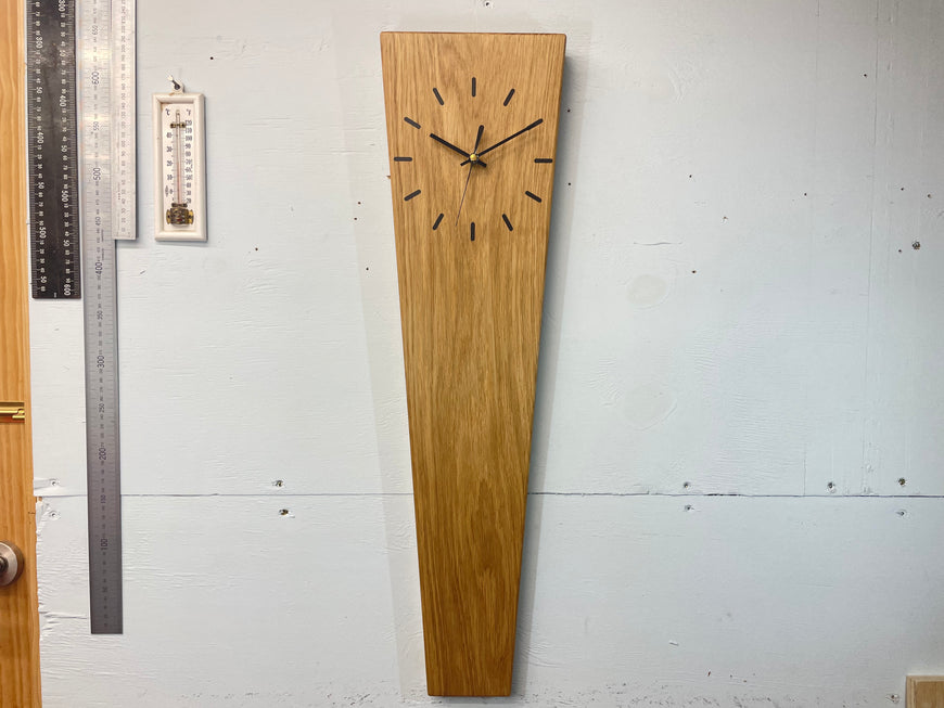 Long Narrow English Oak Wooden Wall Clock