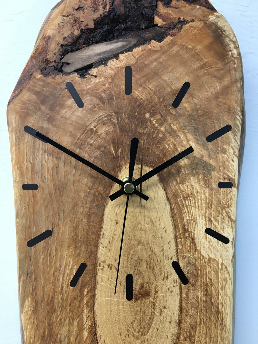 English Oak Wall Clock with Bark Inclusion