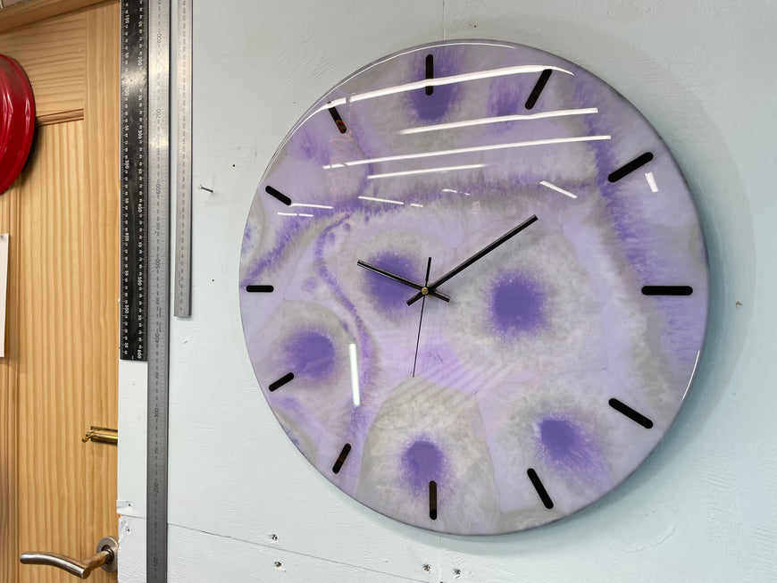 50cm Large Purple and Grey Abstract Modern Resin Wall Clock