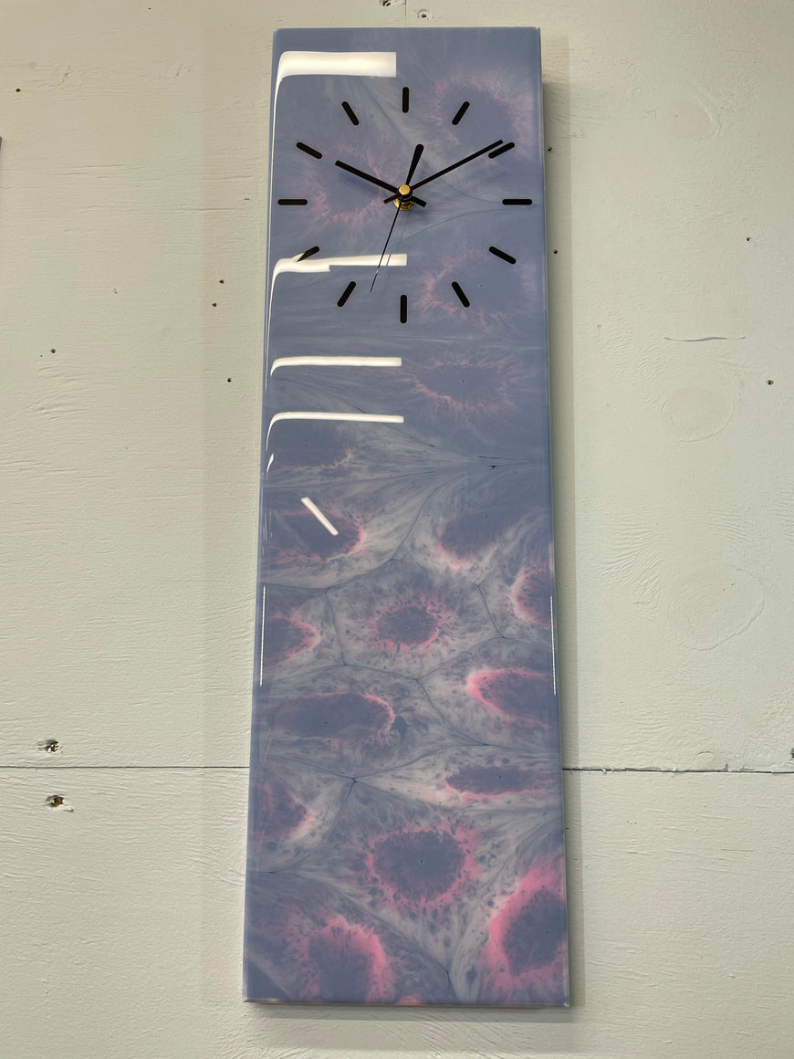 Purple Pink and Grey Abstract Resin Wall Clock