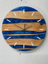 Red Oak and White Oak with Sapphire Blue Pearlescent Resin Wall Clock