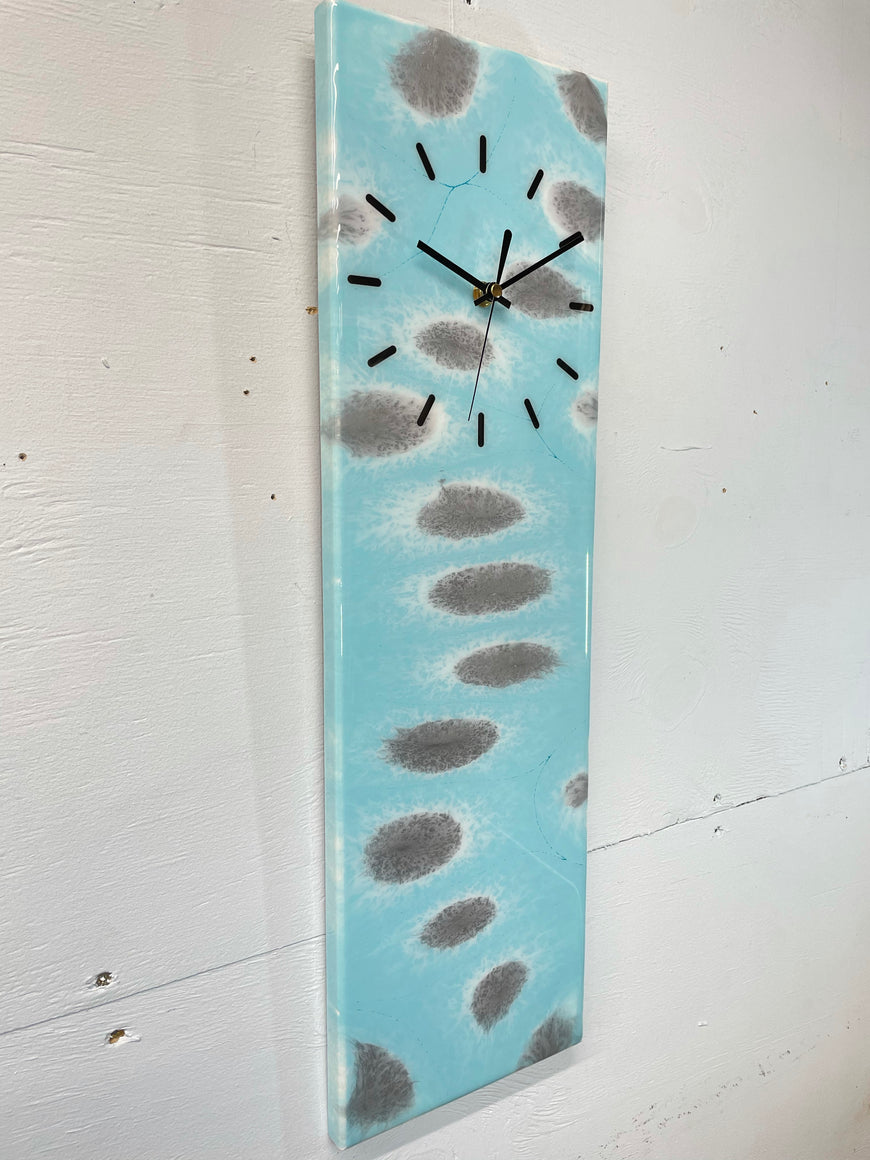 Light Blue and Grey Abstract Resin Wall Clock
