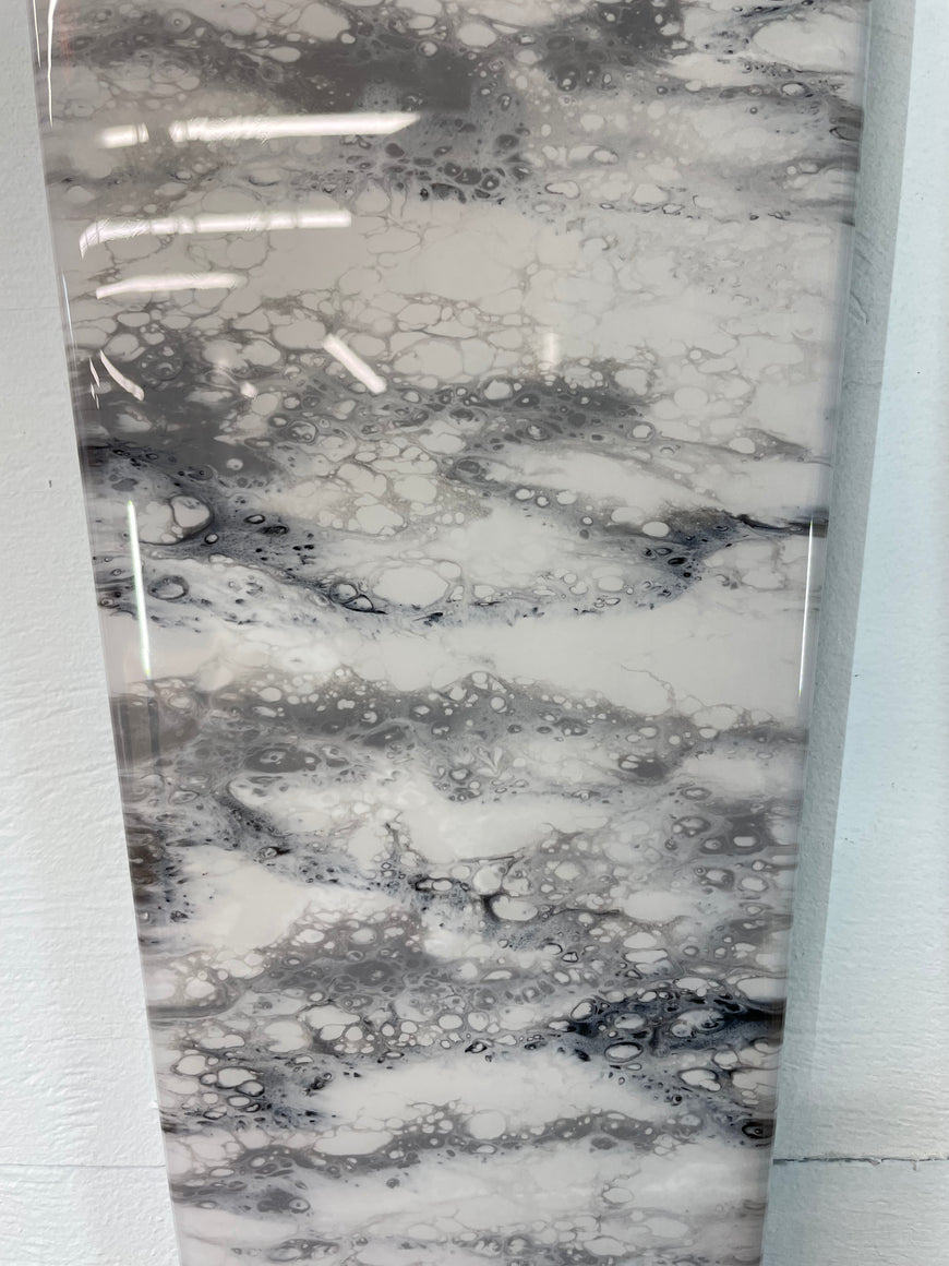70cm Long Narrow Grey White and Black Abstract Resin Wall Clock