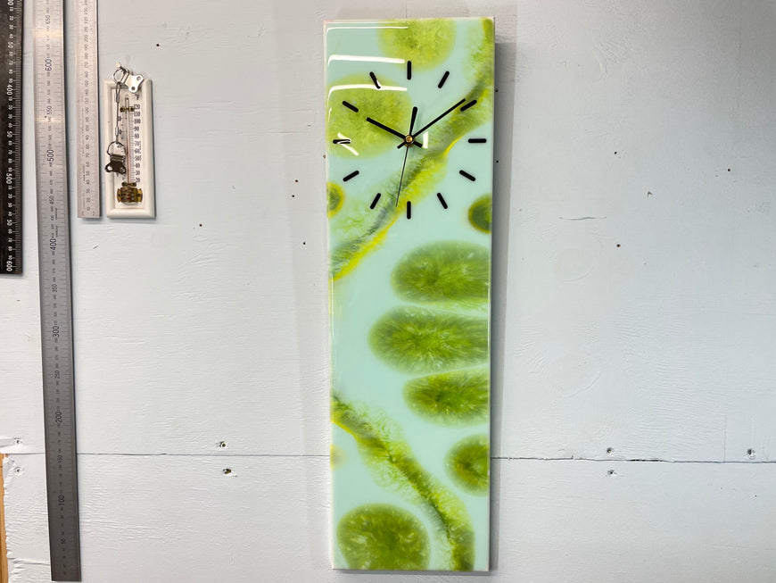 Rectangular Green Abstract Resin Wall Clock