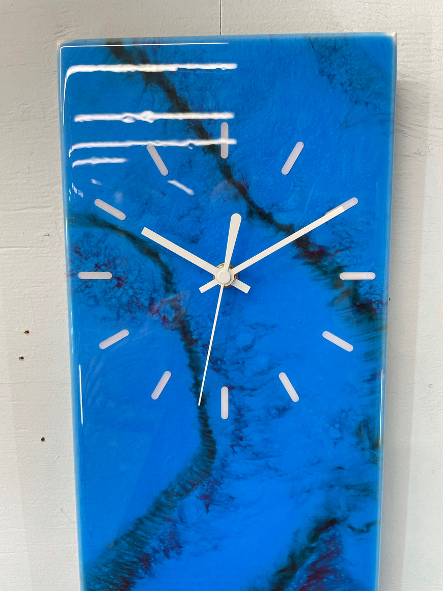 Sapphire Blue Abstract Resin Wall Clock