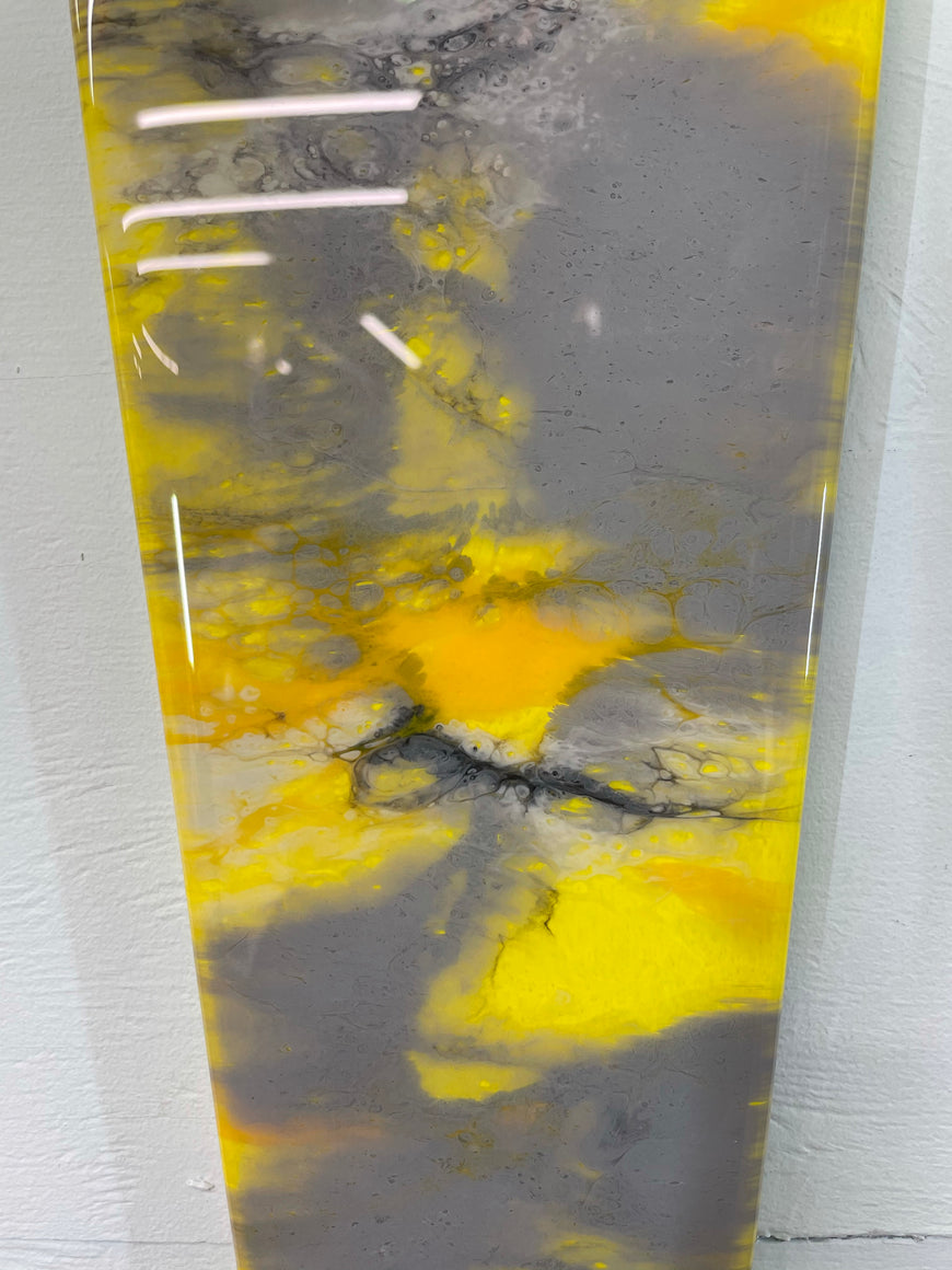 Narrow Yellow Grey and Orange Abstract Resin Wall Clock
