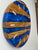 Zebra wood and Sapphire Blue Pearlescent Resin Wall Clock 