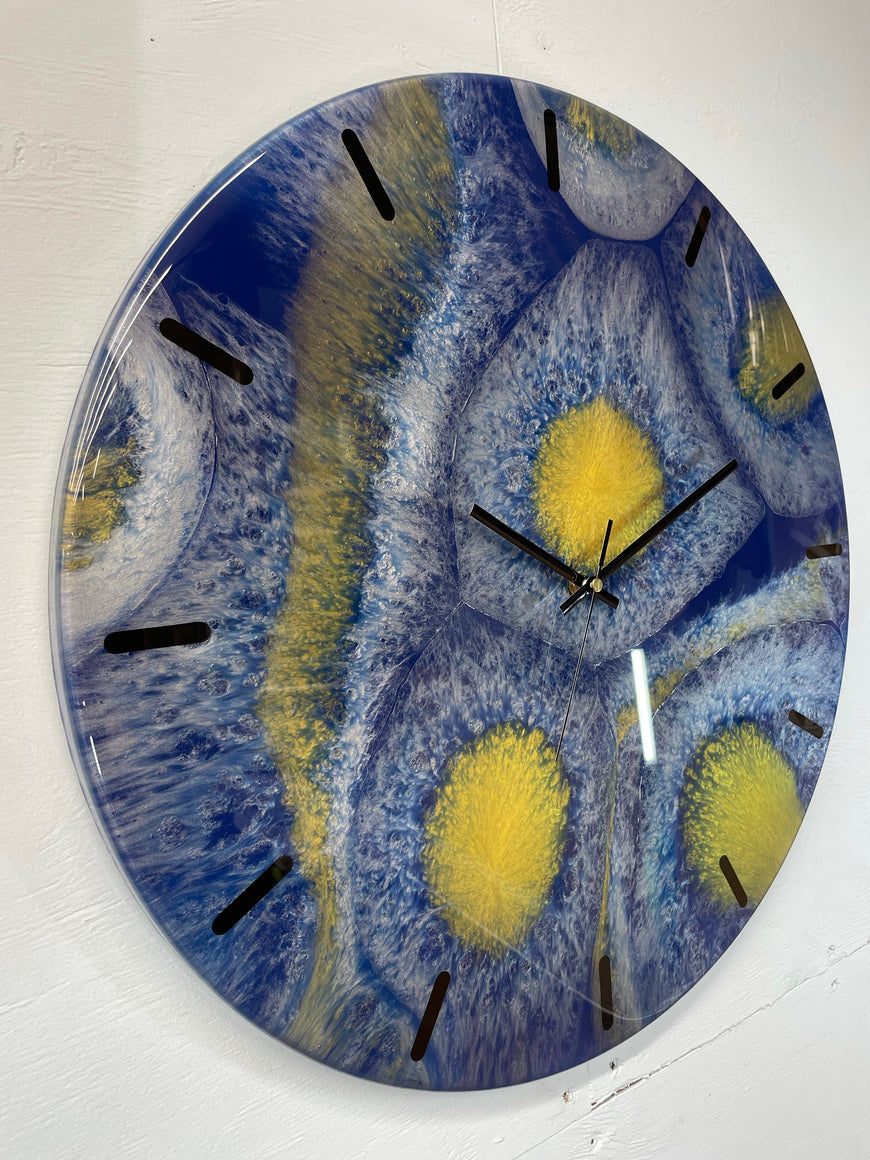 50cm Large Navy Blue and Gold Abstract Modern Resin Wall Clock