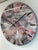 33cm Grey Blood Red Maroon and White Abstract Modern Resin Wall Clock