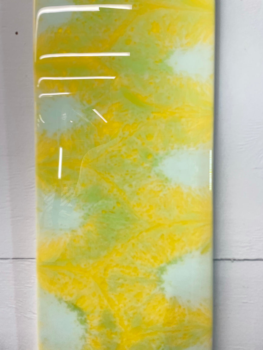 Yellow and Green Abstract Resin Wall Clock