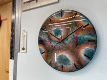 33cm Dark Green Maroon and Gold Abstract Modern Resin Wall Clock