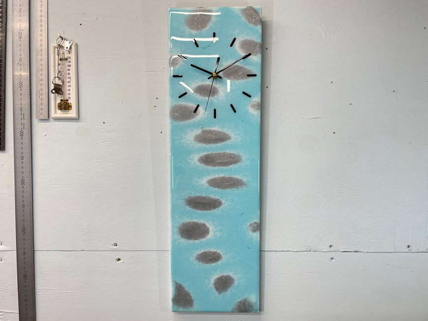Light Blue and Grey Abstract Resin Wall Clock