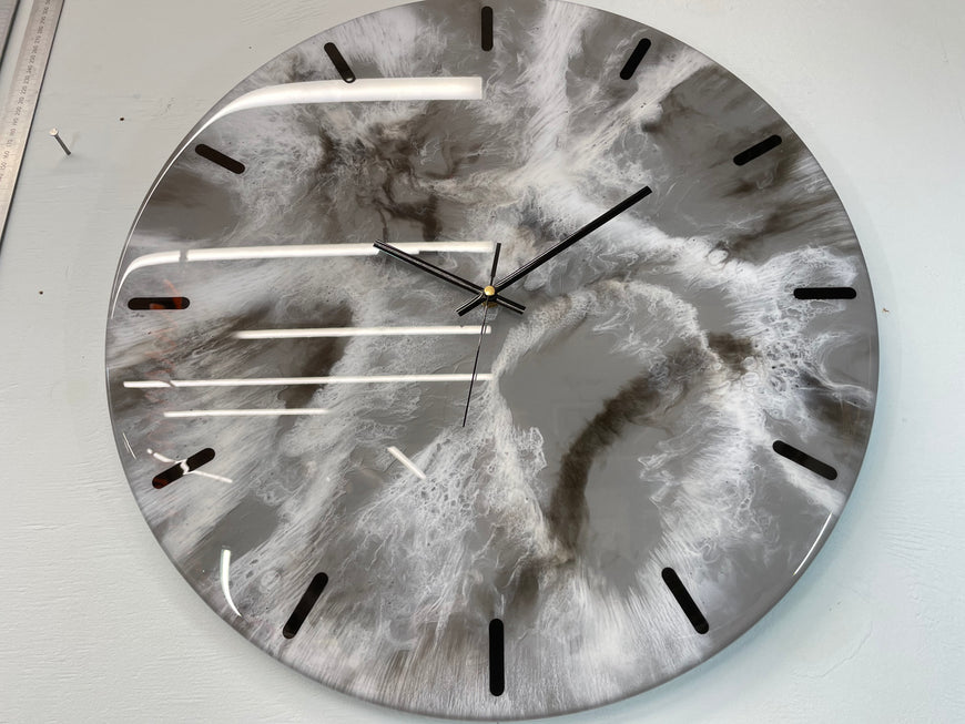 50cm Large Grey Black and White Abstract Modern Resin Wall Clock