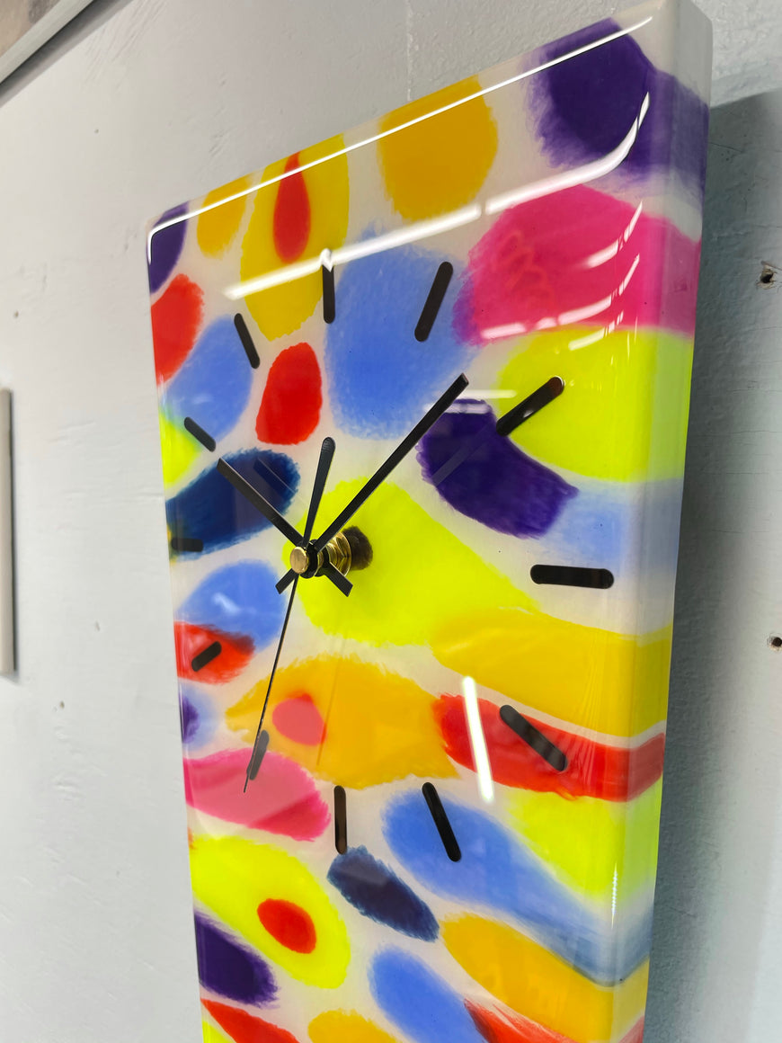 70cm Narrow slim colourful Abstract Resin Wall Clock, Long Modern Wall Clock