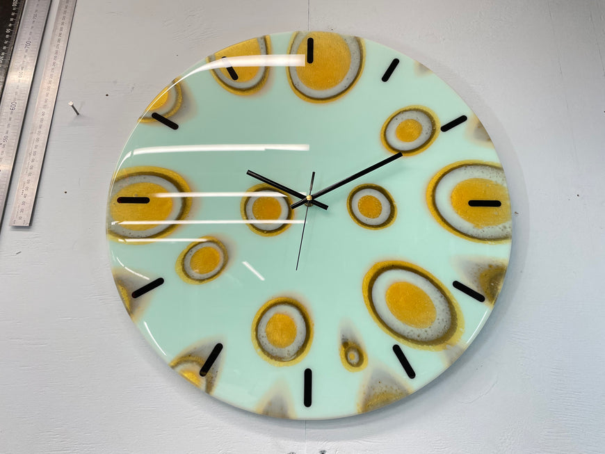 50cm Large Mint Green and Gold Abstract Modern Resin Wall Clock