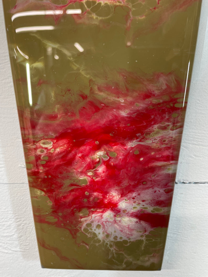 Narrow Brown and Red Abstract Resin Wall Clock