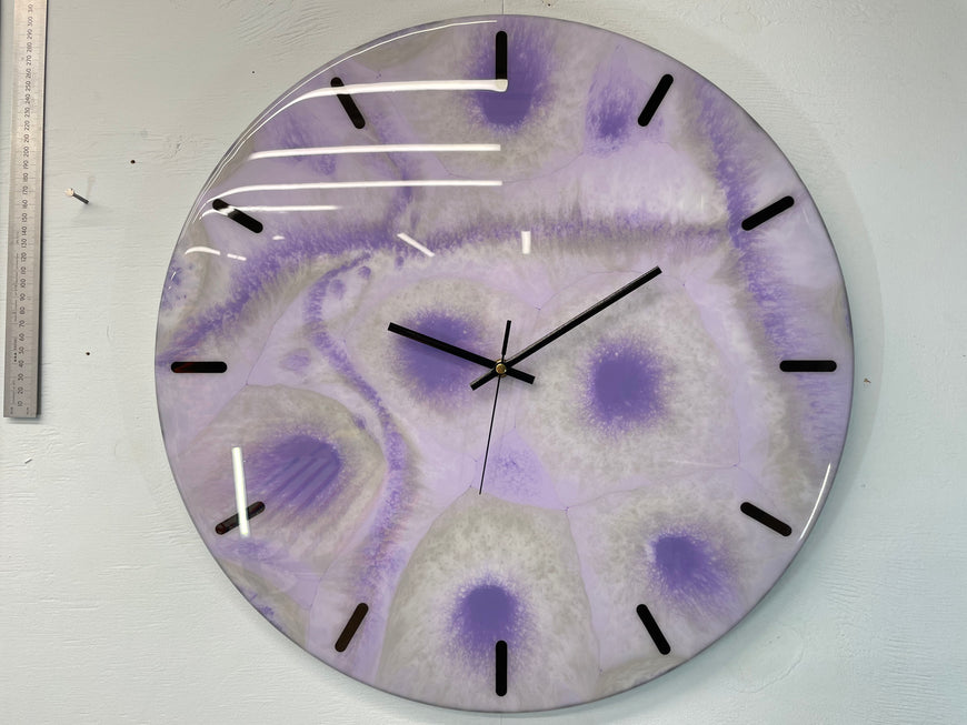 50cm Large Purple and Grey Abstract Modern Resin Wall Clock