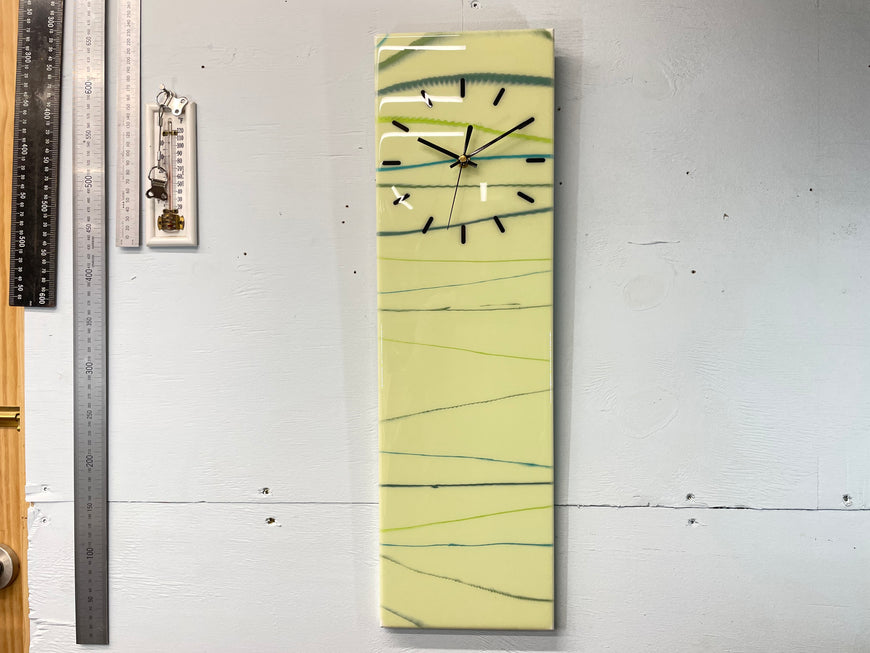 Light Green Rectangular Abstract Resin Wall Clock