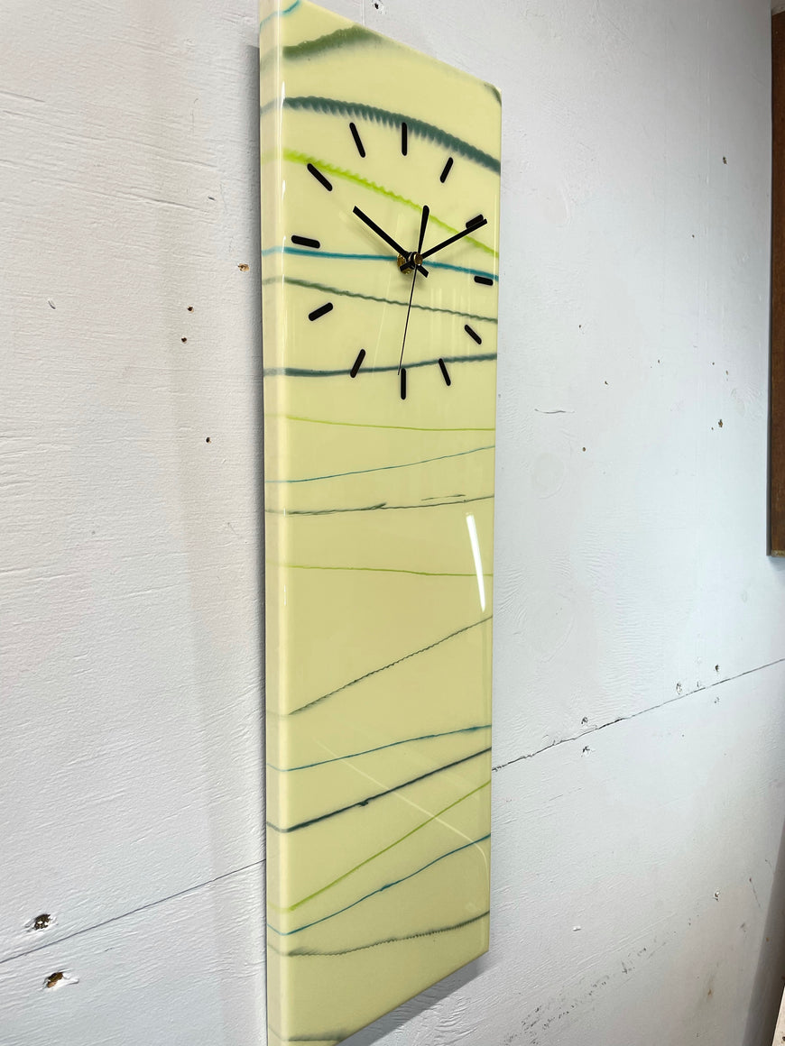 Light Green Rectangular Abstract Resin Wall Clock