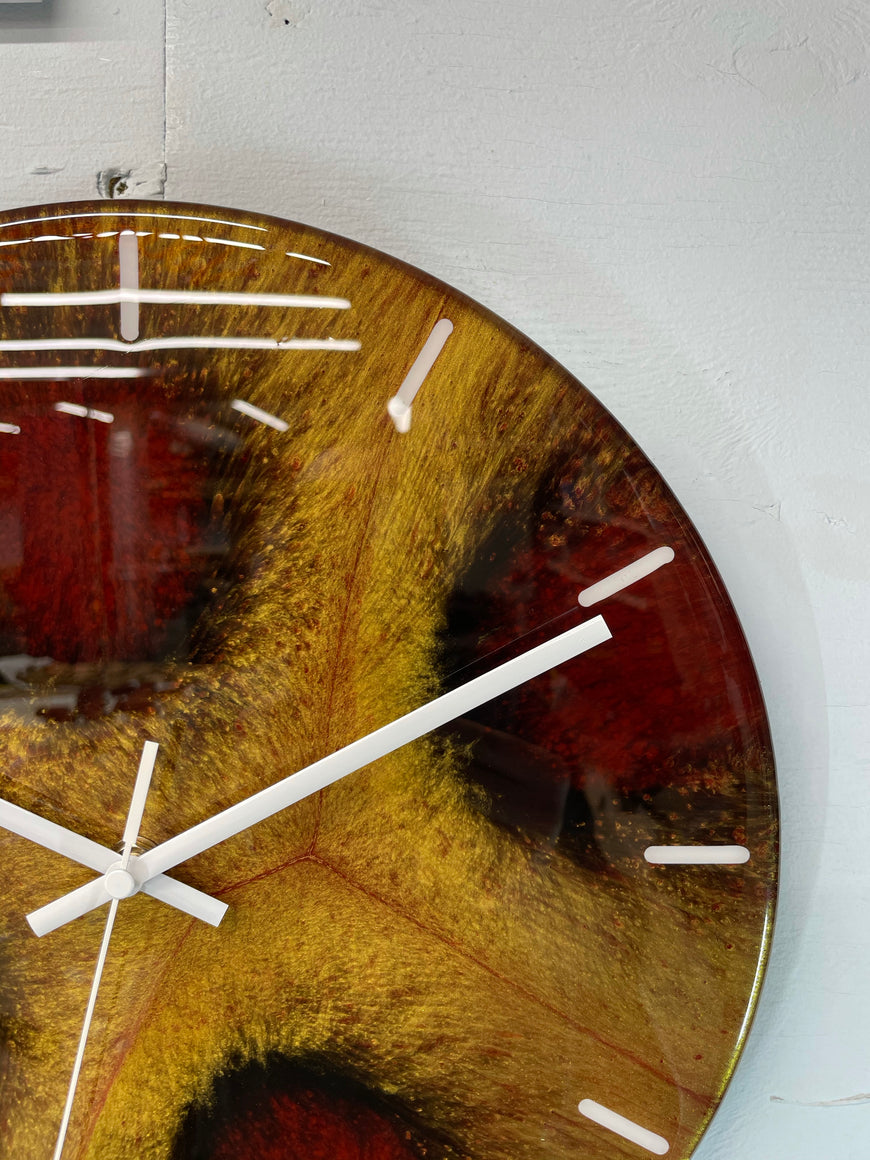 Gold Black and Maroon Abstract Modern Resin Wall Clock