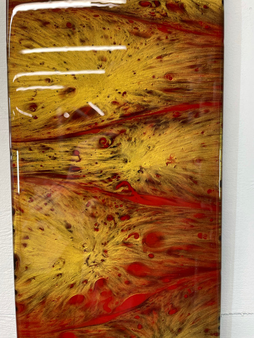 Red and Gold Abstract Resin Wall Clock