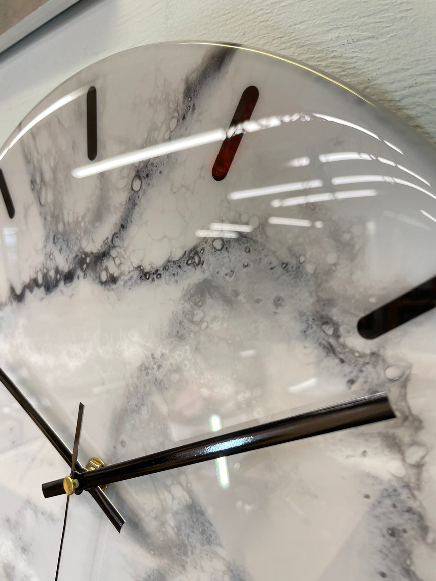 33cm Grey White and Black Abstract Modern Resin Wall Clock