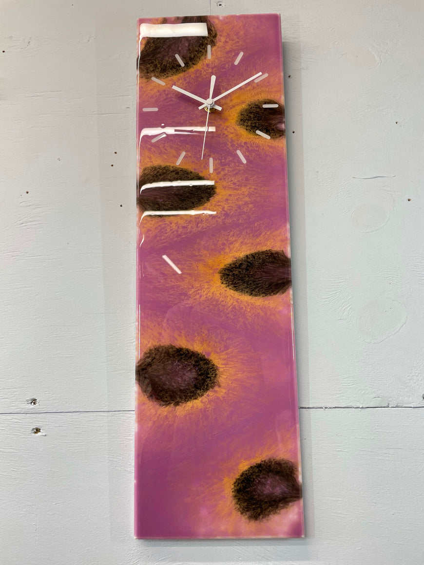 Purple Black and Gold Abstract Resin Wall Clock