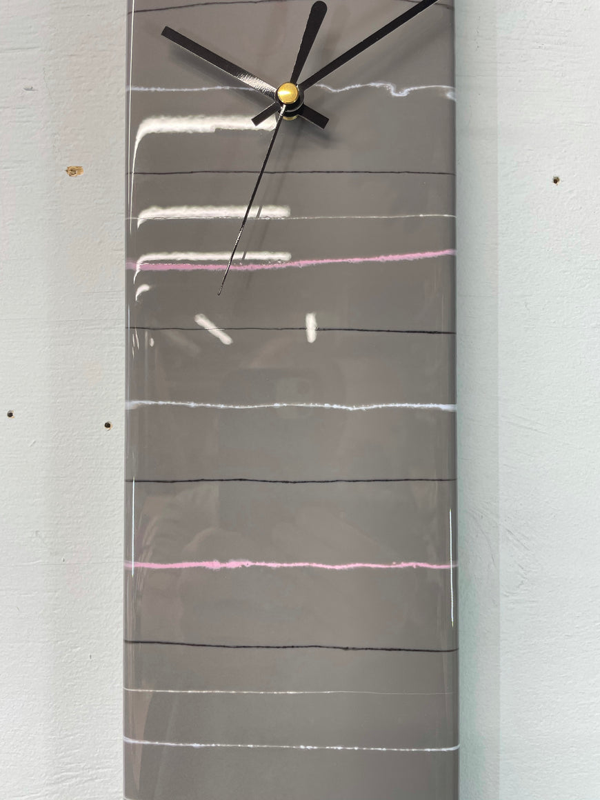 Grey Black White and Pink Rectangular Abstract Resin Wall Clock