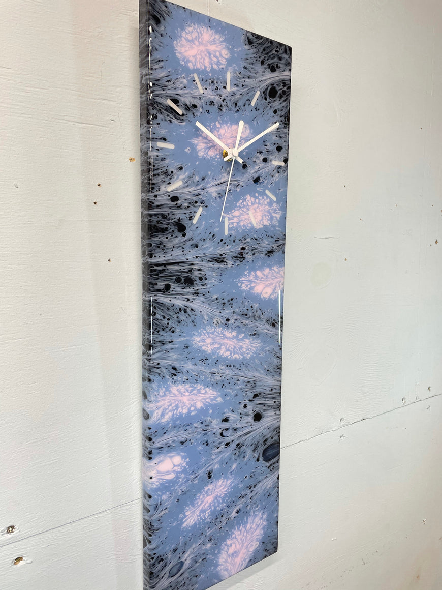 Navy Blue, Pink and Grey Abstract Resin Wall Clock